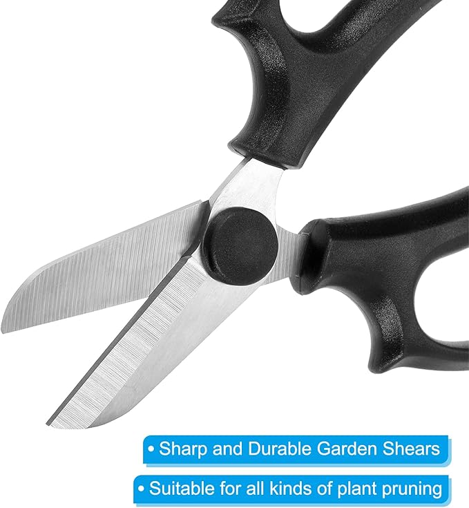 PATIKIL Floral Scissor, 3 Pcs Garden Scissors Floral Shears Gardening Pruning Shears Scissors with Comfort Grip Handle for Plants Trimming, Black