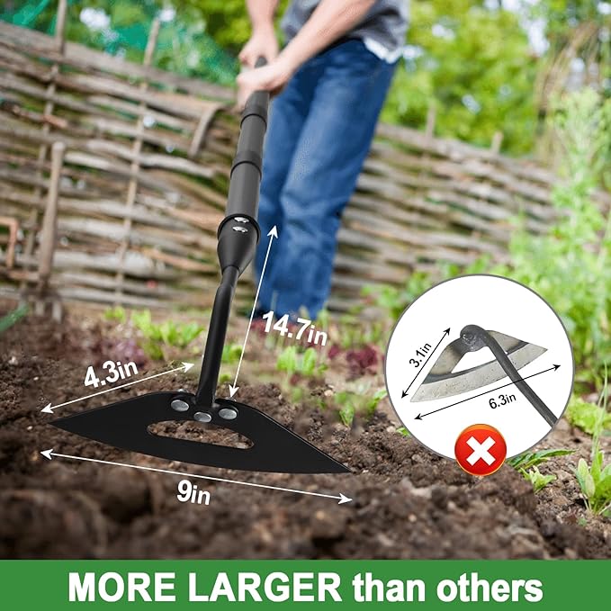 COCONUT Garden Hoe, 65 inch Long Handle Weeding Hollow Hoe Garden Tool, Heavy Duty Gardening Hoe with Durable Blade for Loosening Planting