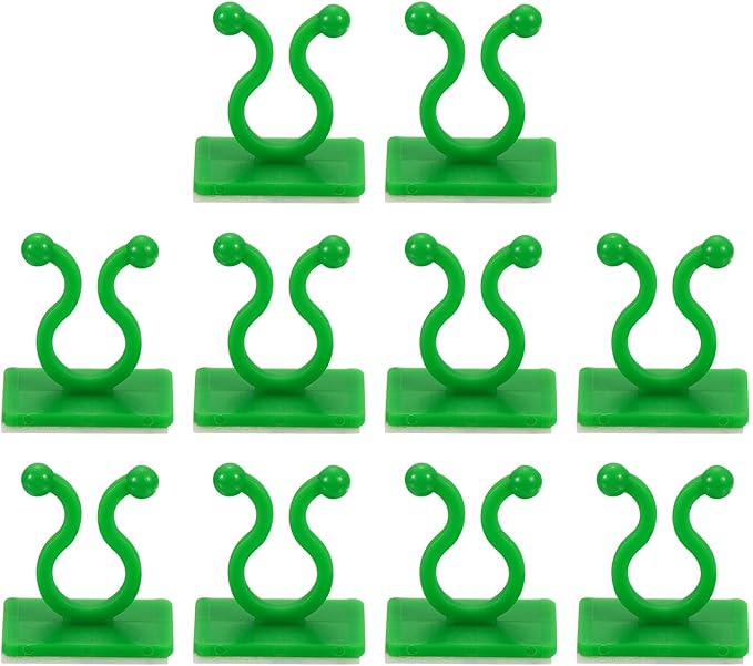 uxcell 100Pcs Plant Climbing Wall Fixture Clips, Plant Fixer Self-Adhesive Hooks Wire Fixing Supporting for Indoor Outdoor Decoration and Cable Wire Fixing (Green, 7.2mm/0.28")