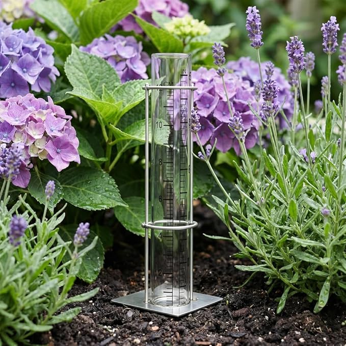 LIOOBO Glass Rain Gauge Replacement Tube 5" Clear Rain Meter Cylinder with Easy-Read Scale, Outdoor Weather Gauge Refill for Yard Garden