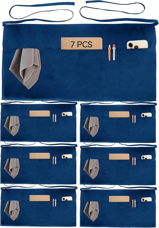 Xeoxarel Aprons with 4 Pockets (Available in 3 Pack / 7 Pack) 23.5'' X 11.5''