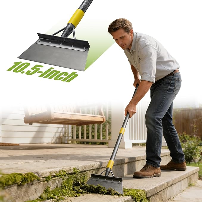 Floor Scraper Long Handle Heavy Duty, 74" Metal Ice Scraper for Driveway, Multifunctional Weed Scraper for Weed Cleaning Edging Trenching & Removing Snow Ice Dirty Moss