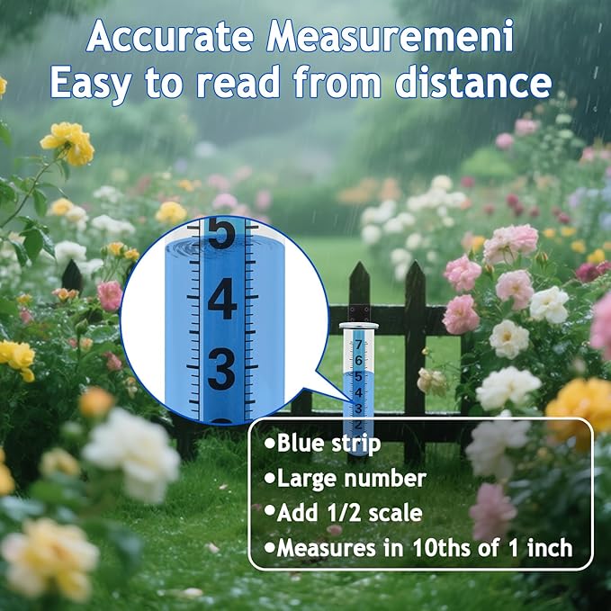 TBWHL Rain Gauge Outdoor, 7 Inch Rain Gauges Outdoors Best Rated, Upgrade Freeze Proof Outdoor Rain Gauges Replacement Tube for Garden Yard Lawn, Easy to Read Rain Gauge with 1 Clean Brush (2pcs)