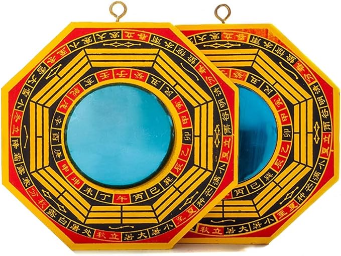DMtse 4 Inch Bagua Mirror Set of 2 for Protection; One Concave Mirror for Protection Against Passive Negative Energy & One Convex Mirror for Protection Against Active Harmful Energy