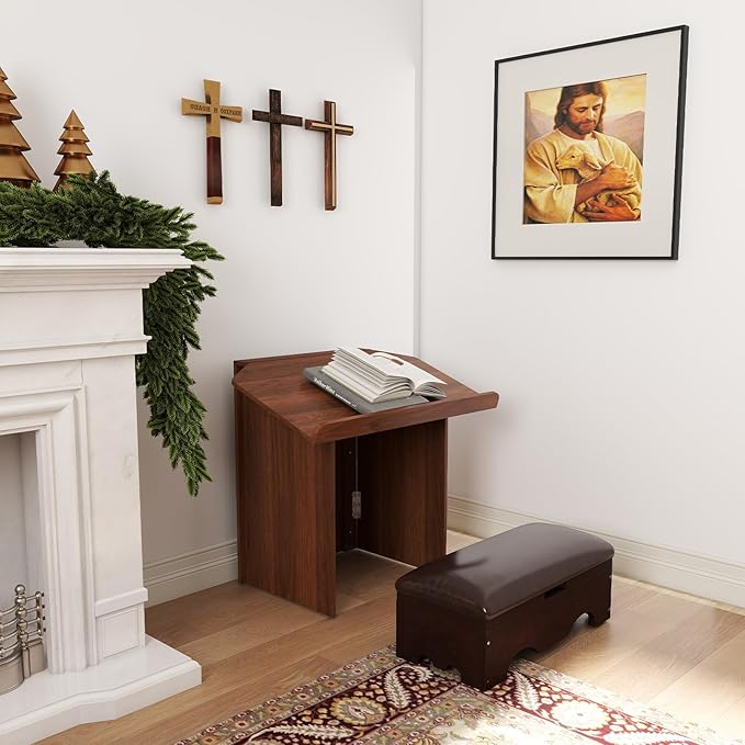 Kneeler for Praying, Wooden Prayer Kneeler with Storage, Prayer Bench Stool for Kneeling at Home, Church Prayer Stool Bench, Kneelers for Prayer with Cushion Pad for Home Church