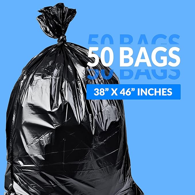 Reli. 40 to 45 Trash Bags Heavy Duty | 50 Trash Bags | Super Sizeable for Serious Garbage Cleanup (Black)