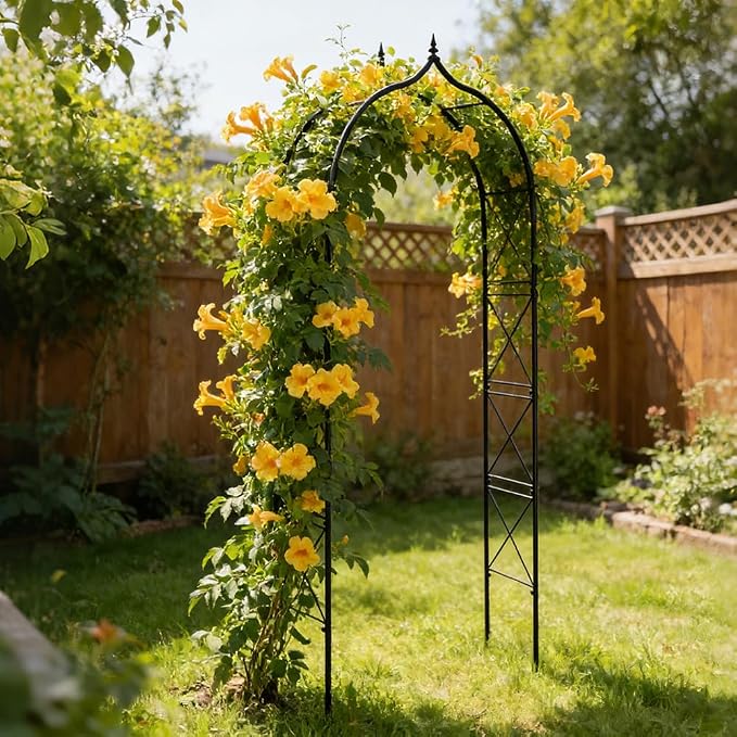 Metal Garden Arbors 8Ft Heavy Duty, Arch Trellis for Climbing Plants | Outdoor Arbor Thickened Metal Frame Trellises Grapes Rose Yard Entrance Wedding Arched Backdrop Stand Party Event Decoration