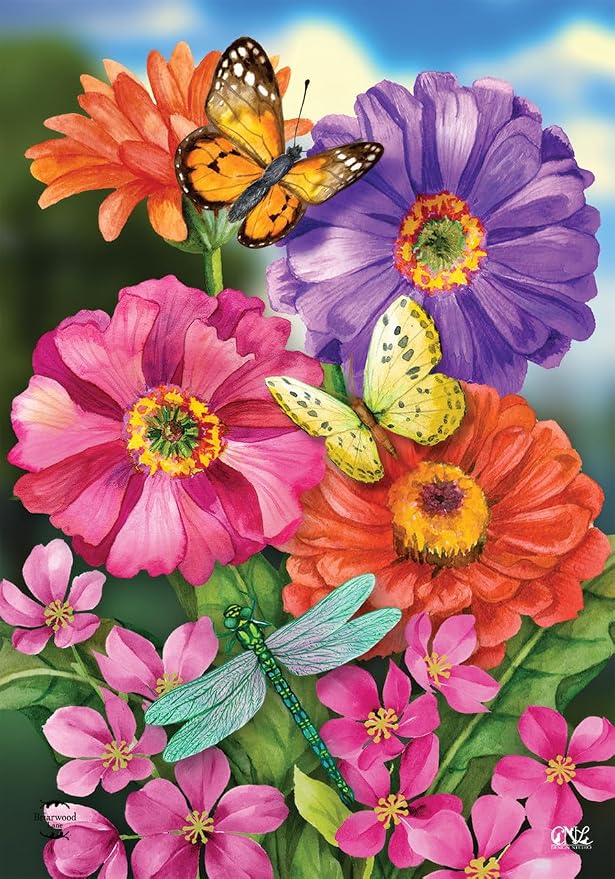 Zinnias In Bloom Spring Garden Flag 12.5" x 18" Briarwood Lane