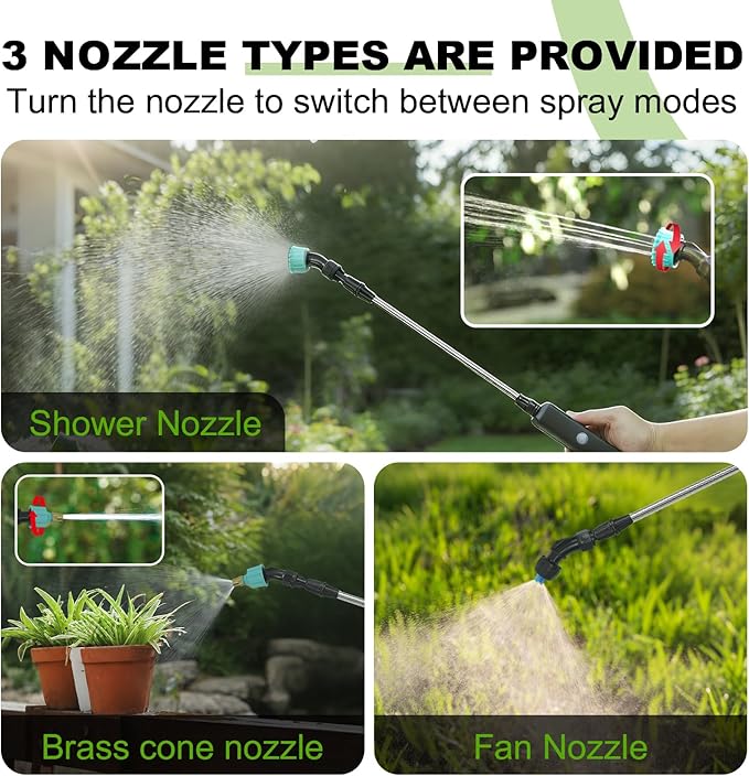 22.1'' Electric Sprayer Wand, Adjustable Nozzle, 16.4FT Hose, Upgrade Rechargeable Battery ensure Long Runtime, Lightweight Cordless Wand for Weed Control & Plant Watering