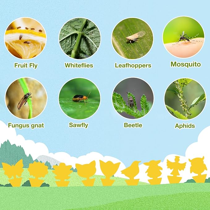 120 Pack Fungus Gnat Traps for House Indoor, Fungus Traps Fruit Fly Traps for Indoors Gnats Sticky Traps for Plants Yellow Sticky Traps for Gnats