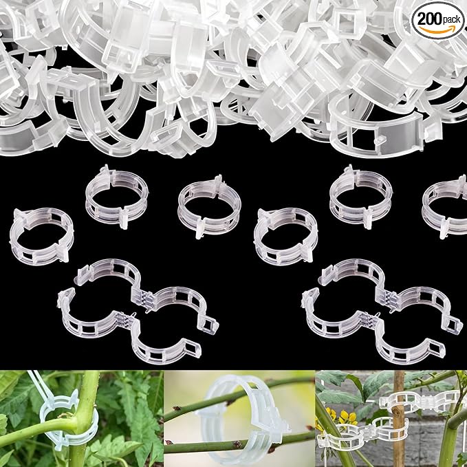 Secured Plastic Plant Clip, Tomato Clips, Secured Plant Support Clips for Climbing Plants, Plastic Trellis Clips for Fixing Stem and Vine, 2025 Upgrade (200, WHITE)