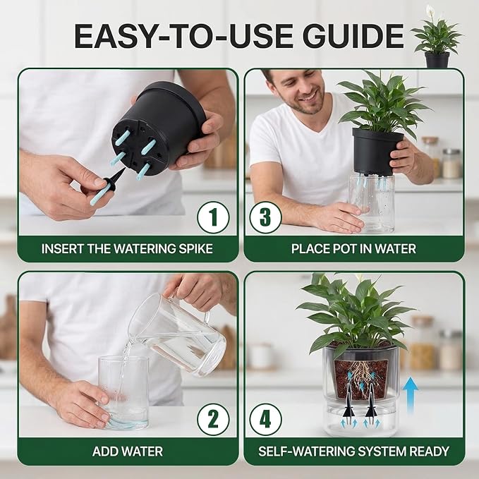 Self Watering Spikes, 12 Pack Plant Watering Spikes with 33ft Wicking Rope for Busy Lifestyle Plant Care, Automatic Plant Watering Spikes for Indoor Plants, Potted Plants, Garden Pots