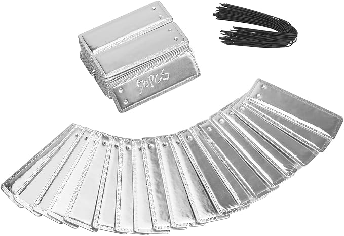 ArlinaL 50 Pack Aluminum Plant Labels, Metal Tags Outdoor for Plant Markers, Double Sided Writable Garden Tags with 6 Inch Wires