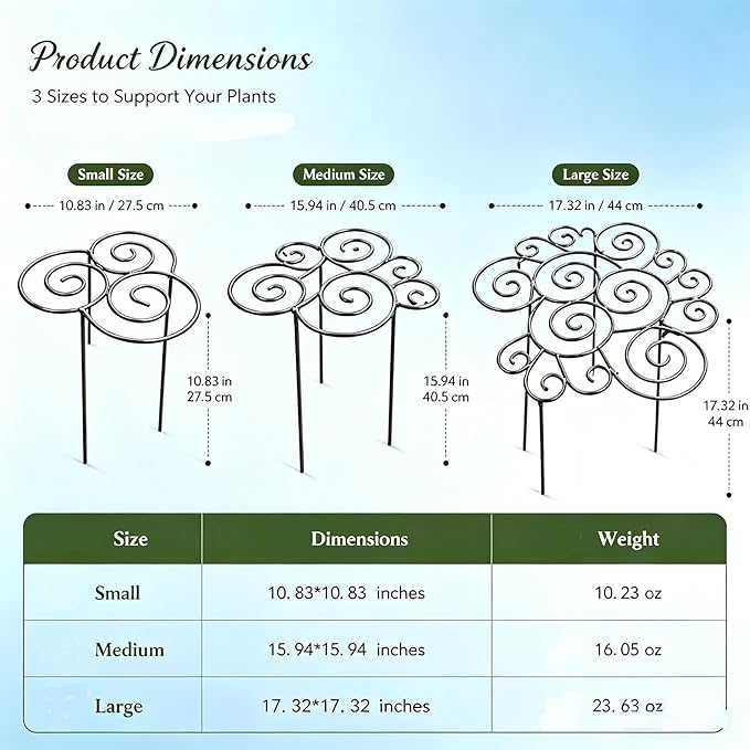 Plant Support Ring for Most Plants – Heavy Duty Metal Cage for Flowers, Vegetables, Tomatoes, Peonies, Roses – Garden Stake for Indoor/Outdoor Pots – No Tools Needed (S)