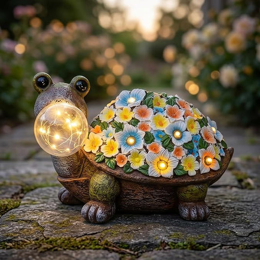 Solar Outdoor Mossy Turtle Garden Statue with Globe Light, Garden Decor for Outside, Yard Decorations for Patio Porch, Gifts for Women Mom Grandma