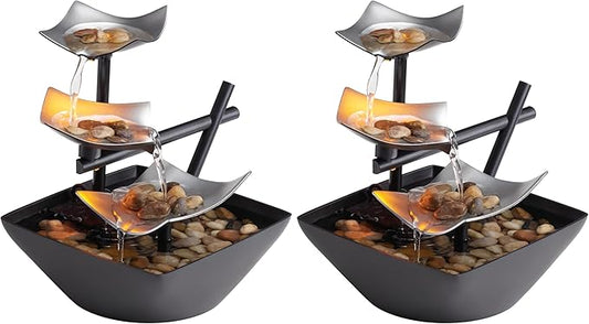 Homedics Tabletop Water Fountain, Home Décor Soothing Sound Machine - Automatic Pump, Deep Basin & Natural River Rocks. Indoor Zen Relaxation for Office, Living Room, or Bedroom, 8.25” Tall