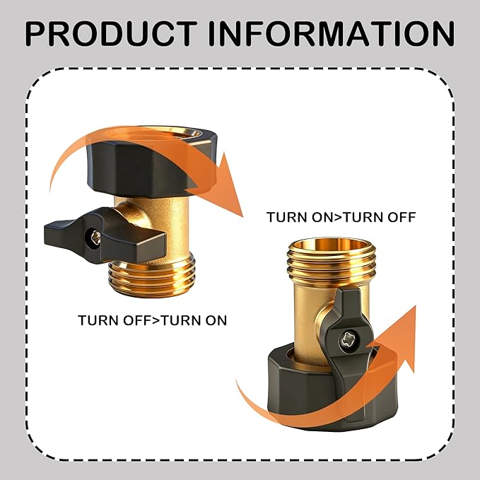 Xiny Tool Garden Hose Shut Off Valve, 4 Pack 3/4 Inch Heavy Duty Brass Water Shut Off Valve, Garden Hose Connector Extended Handle with 8 Extra Rubber Washers