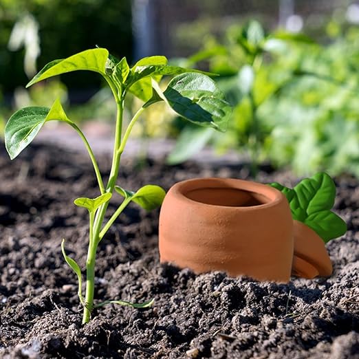 4 pcs Terracotta Watering Spikes - Automatic Self-Watering Stakes, Vacation Plant Waterer for Wine Bottle, Perfect for Indoor & Outdoor Plants