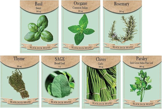 Italian Kitchen Herb Garden Seed Kit – 7 Classic Culinary Varieties for Authentic Cooking – Non-GMO & Heirloom Seeds – Includes Basil, Oregano, Parsley, Rosemary, Thyme, Sage & Garlic Chives
