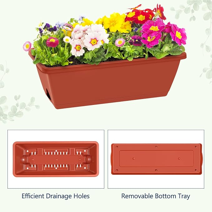 ETELI Raised Garden Beds Outdoor Elevated Planter Boxes with Trellis Patio Herb Garden Planter Outdoor Raised Planter Boxes with Legs for Vegetable Patio Balcony Porch, Brick Red