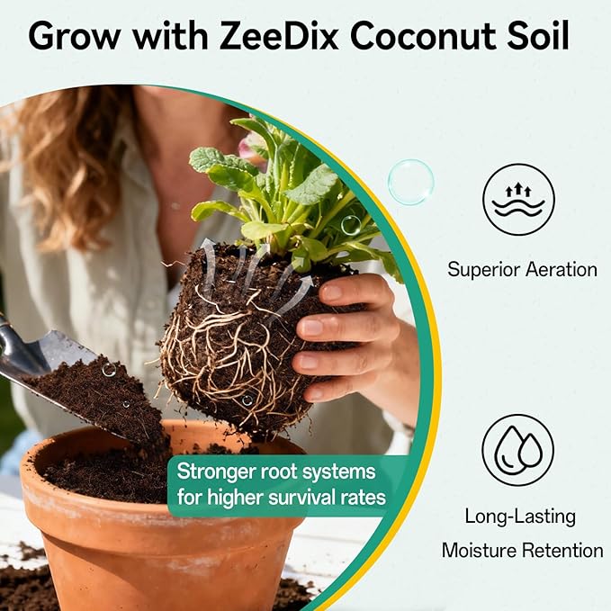 ZeeDix 50pcs(50mm) Coco Coir Pellets Potting Soil Indoor Plants, Compressed Coconut Coir Soil Pellets Seed Starting Pellets Discs for Planting Flowers Bonsai Herbs Plants and Vegetables