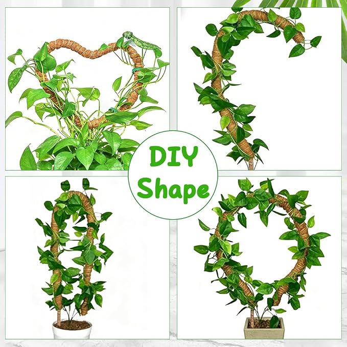 Moss Pole Monstera Plant Support 2 Pack 24 Inch Bendable Moss Pole for Monstera Plants Indoor Handmade Coco Coir Pole Plant Sticks Support Stakes for Potted Plants Philodendron to Grow Upwards