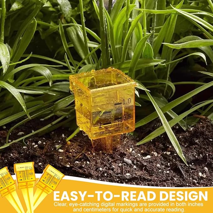 4 Pcs 1.5" Bright Yellow Rain Gauge Wide Mouth Sprinkler Gauge for Outdoor Lawn Garden