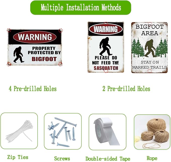 Big Foot Sasquatch Gifts,Vintage Funny Metal Bigfoot Signs for Outside,Garden,Forest,Yard Decor,8x12 Inches