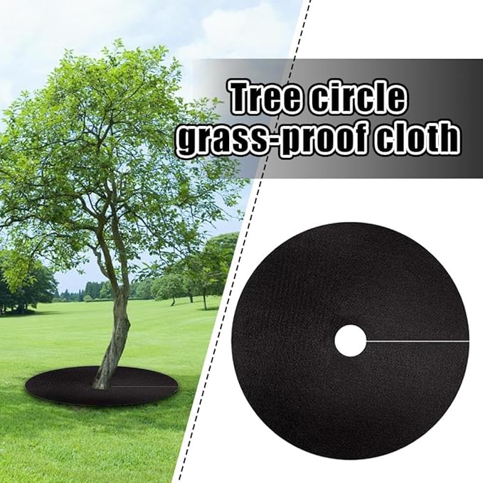 36 Inch Black Non-Woven Tree Mulch Ring, Reusable Circular Weed Barrier Mat for Landscaping Gardening, Breathable Moisture Retention Ground Cover, Plant Root Protector for Trees (2PCS Large)