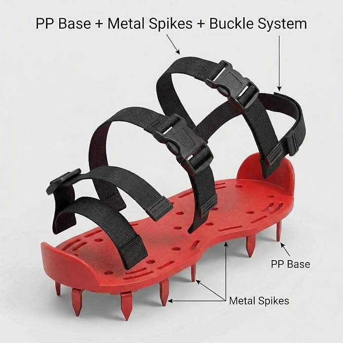QWORK Gunite Spiked Shoes With 3/4” Short Spikes Perfect For Epoxy Floor, Overlays, Cover Installation, Green Color (Pair)