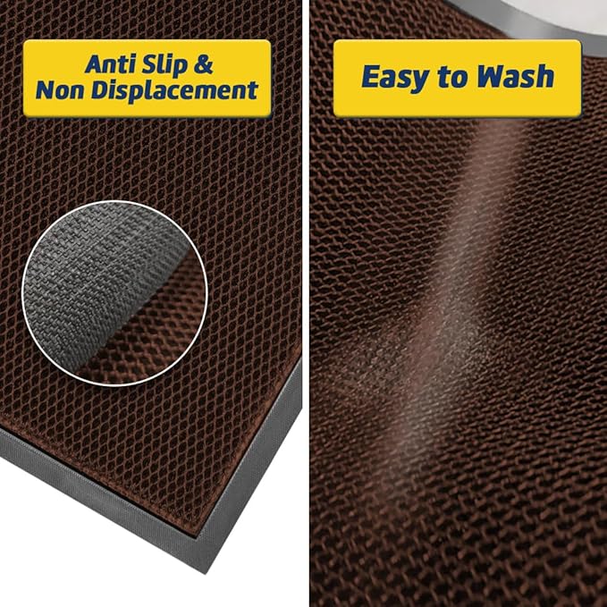 Muddy Mat® Meshy Mat™ Door Mat Heavy-Duty Quick-Dry Floor Mat, Sand & Dirt Trapper for Indoor & Outdoor, Ideal for Entrance, Mudrooms,Patios & Garages,Low-Profile,Non-Slip,Washable– Brown 17"x30"x0.4"