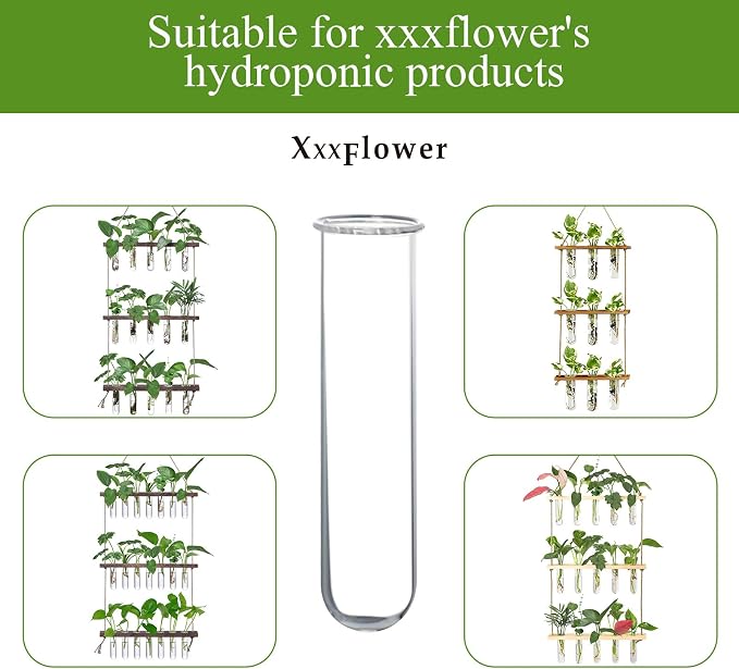 XXXFLOWER Glass Propagation Stations Accessories Glass Test Tubes Tiers Planters Wall Terrarium for Home Office Plant Hanger Flower Vases Wall Decor Hydroponic Cuttings (4 Tube Vases) Clear