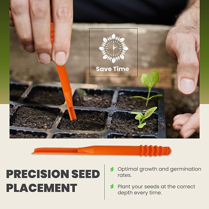 Dibby Seed Sowing Garden Tool Dibber Planter Transplanter – Sow Seeds at the Right Depth – Easily Transplant Delicate Seedlings (Dibby XL) Green