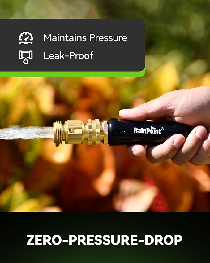 RainPoint Quick Connect Hose Fittings 3/4" GHT - Solid Brass Garden Hose Connectors, No-Leak Design & Universal Fit for Instant Connection (4 Sets)
