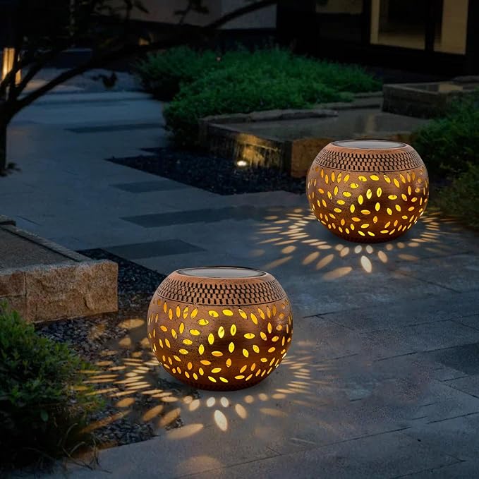 Solar Table Lanterns Outdoor Waterproof - LED Lamp Bronze Metal Table Lights -Solar Powered Decorative Lantern for Desk Patio Garden Pathway Yard(1 Pack)