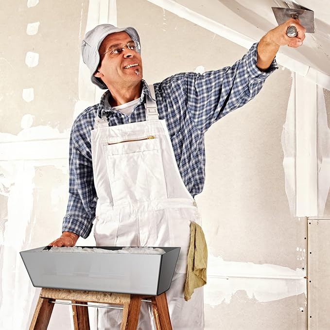 DEKEones Drywall Pan Mud, 12” Stainless Steel Watertight Reinforced Mud Pan, Tapered Sides, Drywall Tool Tray Bucket