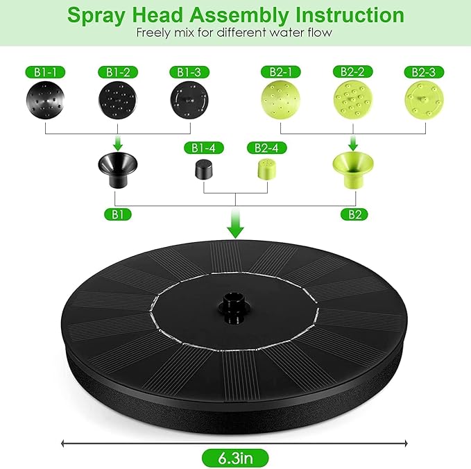 Solar Bird Bath Fountains, 1.4W Upgraded Solar Water Pump, Floating & Standing Dual Use Design, 10 Adjustable Spray Nozzles for Garden Pond Pool Outdoor Landscape Decor