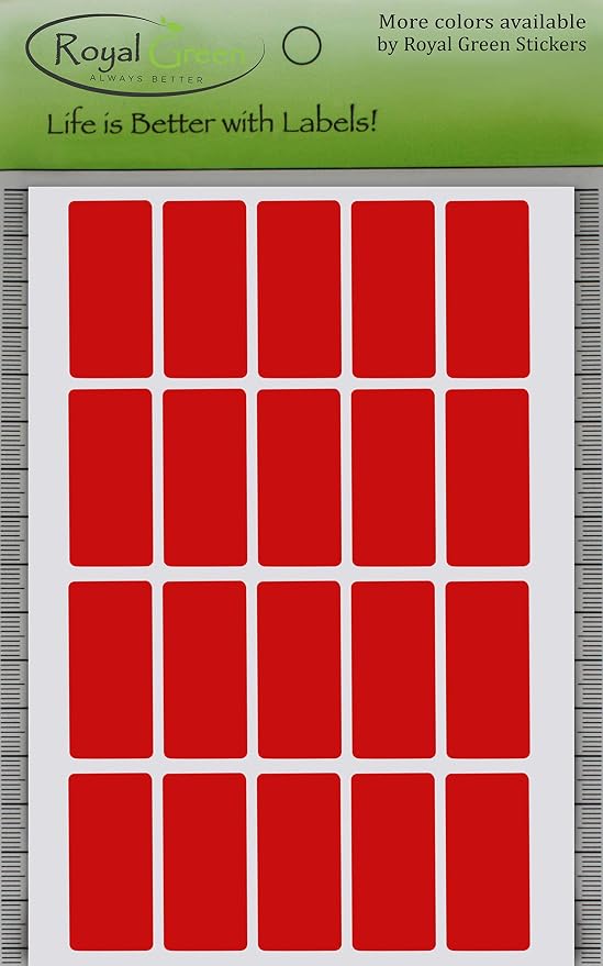 Royal Green Rectangle Folder File Labels 1.57inch x 0.75 inch - RED Color Coding Stickers (40mm x 19) - 100 Pack