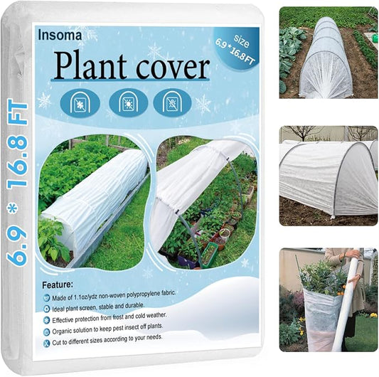Insoma 1.1oz/yd Plant Covers Freeze Protection,6.9 X 16.8 FT Floating Row Cover for Garden, Frost Plant Blanket for Winter Frost/Sun Pest Protection