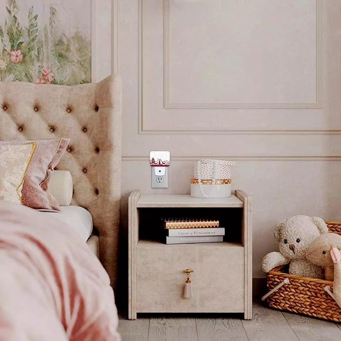Night Light New Year Pattern Plug-in Wall LED Night Lamp with Dusk-to-Dawn Smart Sensor Lamp for Adult Bedroom Living Room Hallway Kitchen