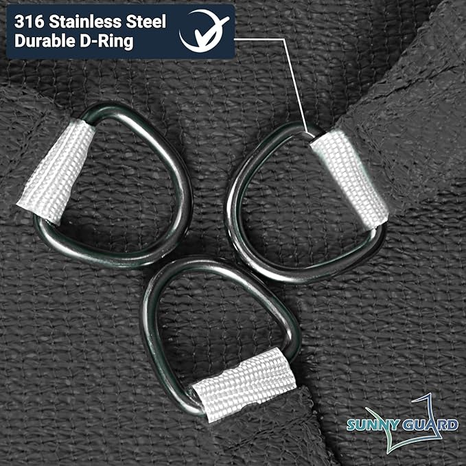 SUNNY GUARD Sun Shade Sail 12'x12' Rectangle Graphite Grey UV Block Sunshade for Backyard Yard Deck Patio Garden Outdoor Activities and Facility(We Make Custom Size)