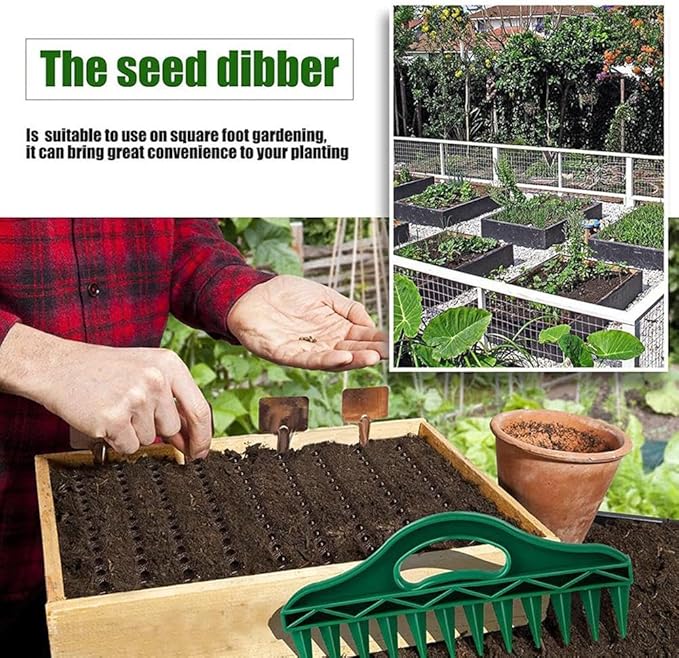 Hand Seeding Punch,Multifunctional Soil Spacer for Planting Seeds,12 Holes Seedlings Dibber,Portable Gardening Tools
