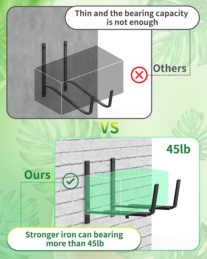 Y&M 4 PCS Adjustable Window Box Brackets for Planter Box, Heavy Duty Wall Mounted Hooks Hangers for Flower Baskets Holder Durable, Hanging Brackets for Fence Patio Garden Balcony