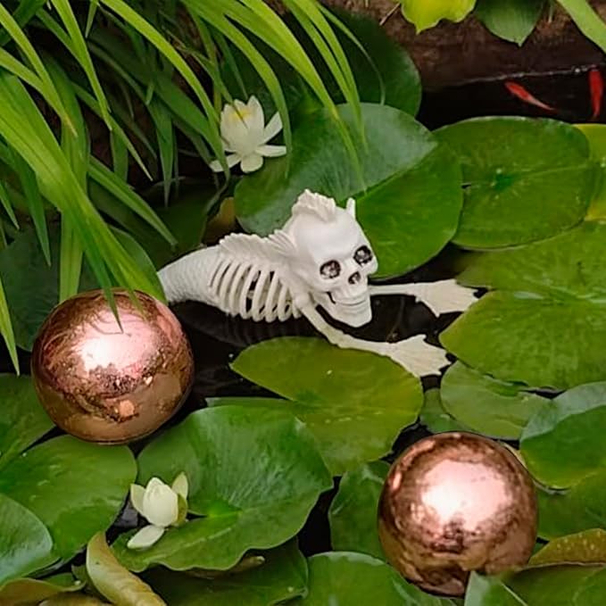 Nerien Gazing Ball, Stainless Steel Garden Mirror Globe, Polished Ornament Sphere, Hollow Floating Reflective Hemisphere, for Home Outdoor Pond Housewarming Swimming Pool Decoration, Rose Gold, 5Pcs