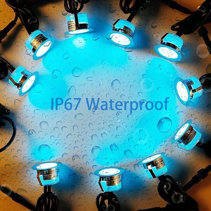 Sumaote LED Deck Lights Kit RGBW 30pcs Φ1.22 Low Voltage Recessed Deck Lamp In-ground Lights Waterproof Outdoor Yard Path Stairs Steps Landscape Decor, Multicolor & Warm White Lighting, Black Shell