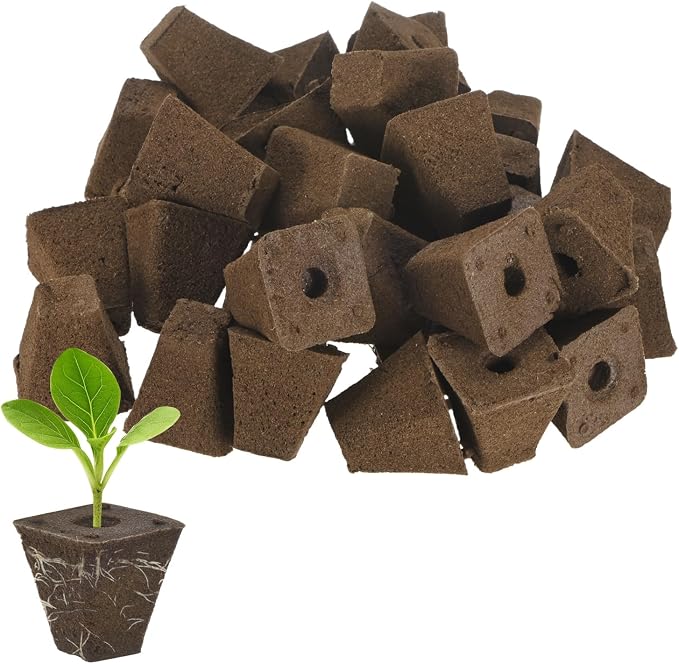M METERXITY 20-Pack Grow Sponges, 1.5x0.8x1.5 Inch Replacement Root Growth Sponges Seed Pods for Plant Rooting/Seed Germination/Hydroponic Gardens System Supplies, Starter Plug for Seeds
