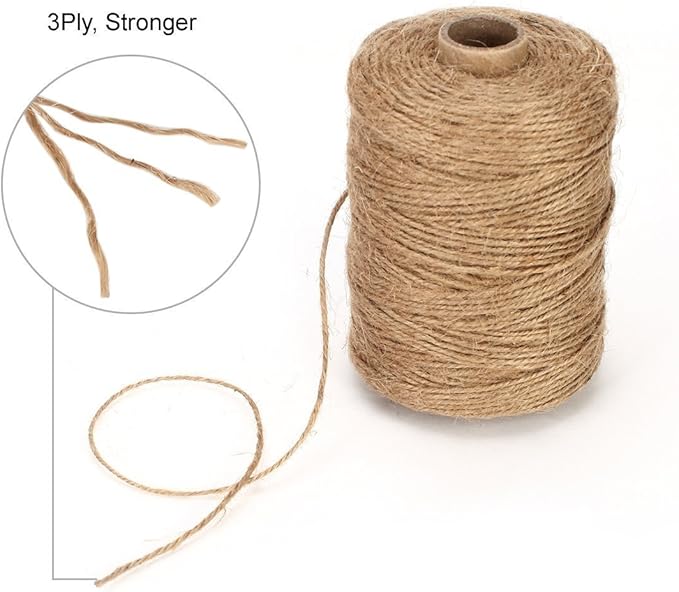 Tenn Well Natural Jute Twine, 500 Feet Long Brown Twine String Rope for Crafts, Gift Wrapping, Gardening, Bouquets, Holiday Decorations
