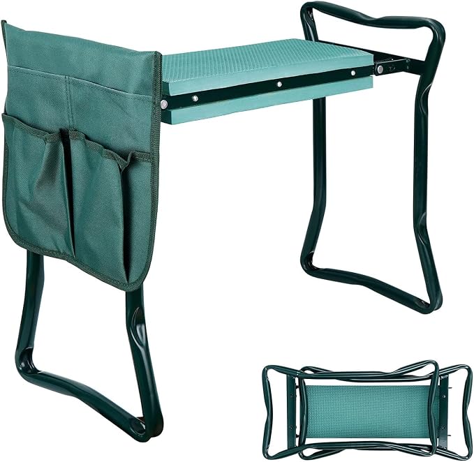 Garden Kneeler and Seat, Multifunctional Garden Kneeling Bench, Folding Gardening Stool, with a Tool Bags, EVA Foam Pad Outdoor Portable Kneeler Gardening Gifts for Women Men