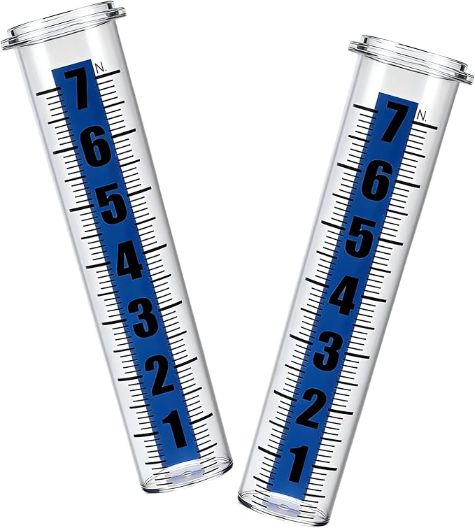 2 Pcs 7" Large Rain Gauge Outdoor Replacement Tube, Plastic Accurate Rain Gauges Plastic Gauge Replacement Tube 7" Capacity Gauges Tubes Replacements Outdoor Freeze Proof for Garden Yard Home