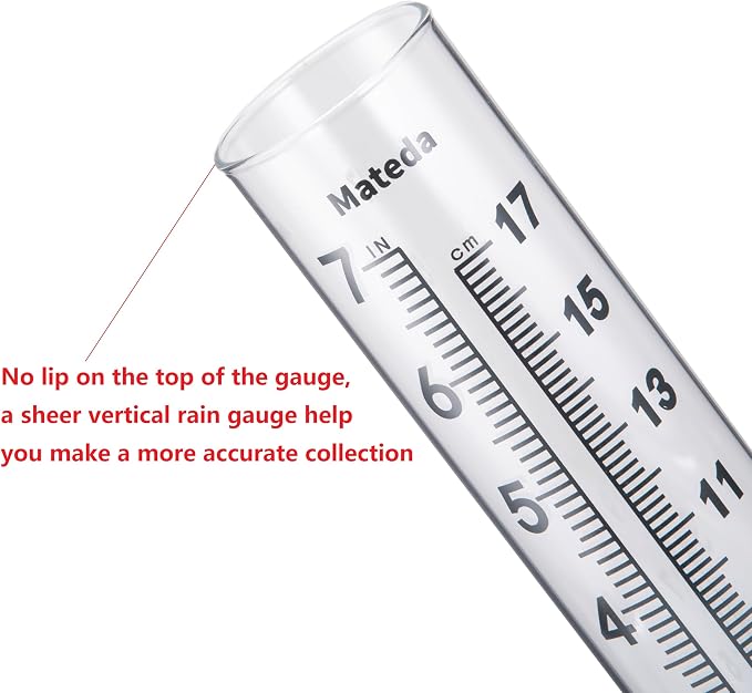 7" Capacity Rain Gauge with Stainless Steel Mounting Rack Holder, Post Mount Rain Gauge or Yard Garden Outdoor Home (Style C)